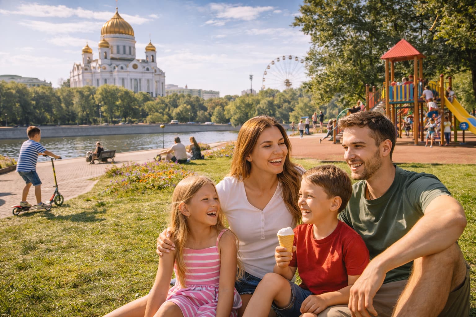Семейная прогулка в парке Москвы