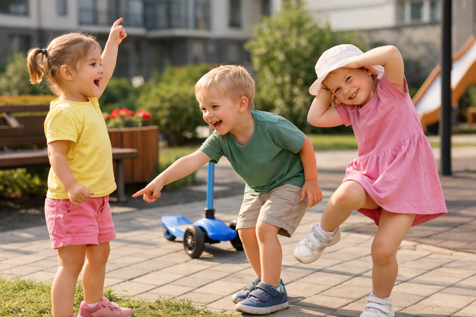Малыши играют на улице