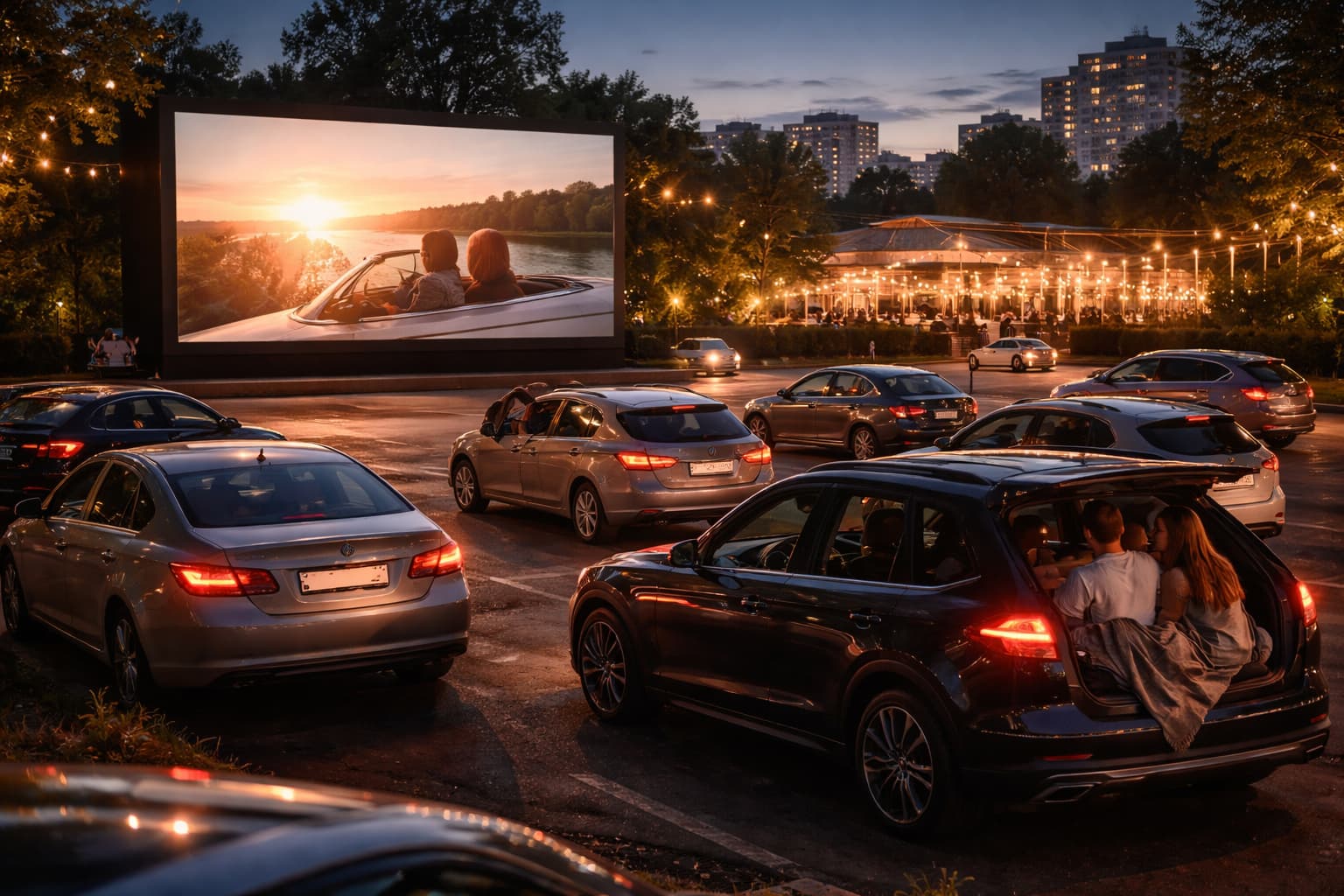 Кино на машине вечером
