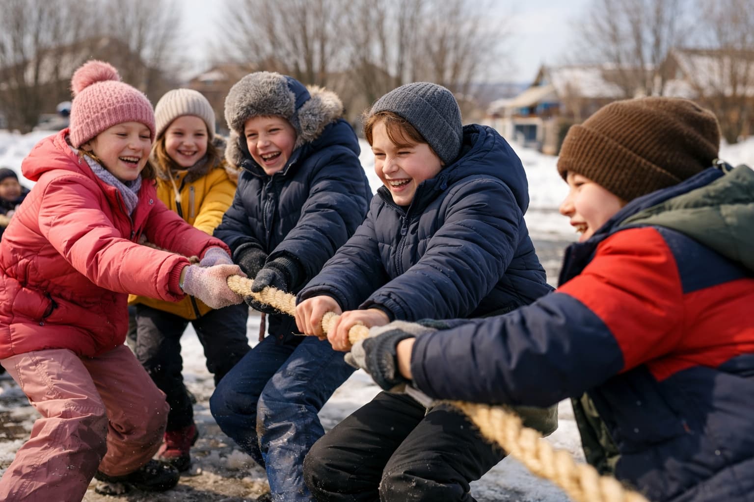 Дети играют на Масленицу