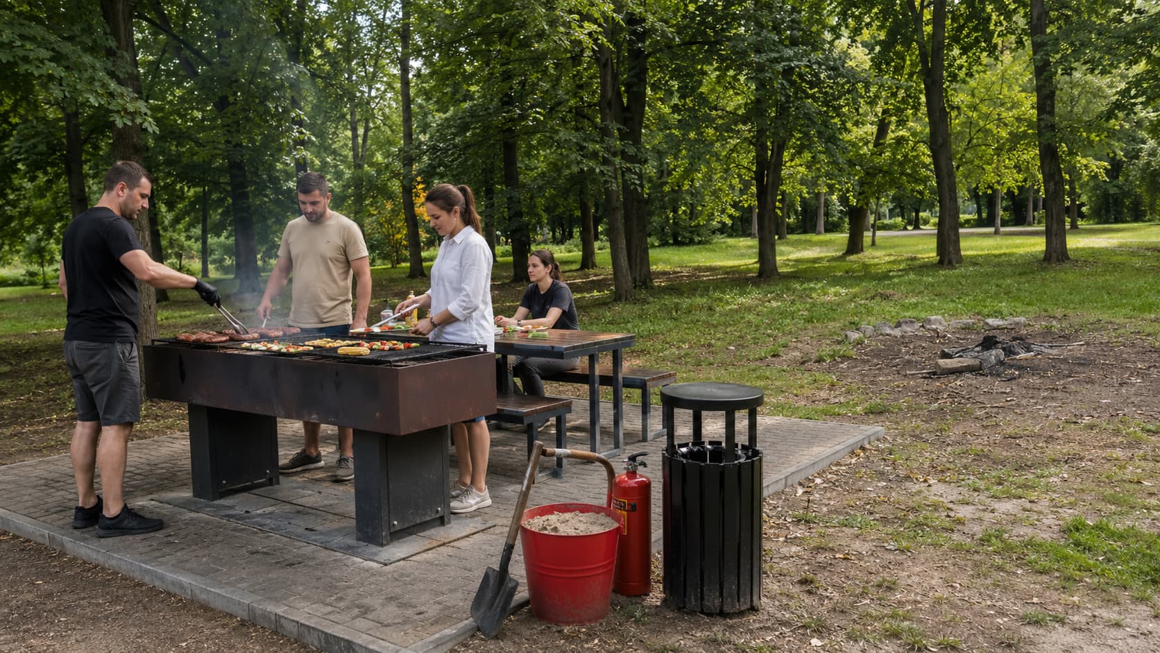 Оборудованная мангальная зона в московском парке